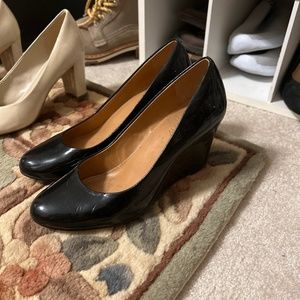 Wedge heel black patent. Size 5